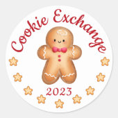 メリークリスマスキュートジンジャーブレッドマン ラウンドシール (正面)
