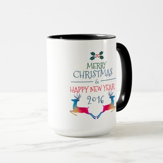 メリークリスマスキュートディアー&カスタム文字 マグカップ (正面右)