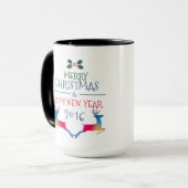 メリークリスマスキュートディアー&カスタム文字 マグカップ (正面左)