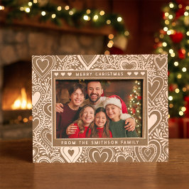 メリークリスマスキュートハートと紅葉ファミリー名 レーザー彫刻フレーム