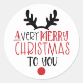 メリークリスマスキュートモダンタイポグラフィ ラウンドシール (正面)