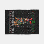 メリークリスマスキュートロットワイラードッグ愛醜いXma フリースブランケット (正面(横))