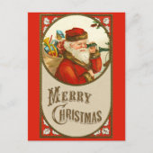 メリークリスマスキュートヴィンテージサンタクロース ポストカード (正面)