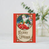 メリークリスマスキュートヴィンテージサンタクロース ポストカード (スタンド正面)