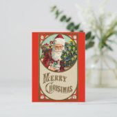 メリークリスマスキュートヴィンテージサンタクロース ポストカード (スタンド正面)