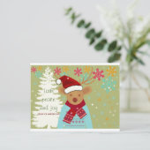 メリークリスマスキュートヴィンテージパインツリースノーレインド ポストカード (スタンド正面)