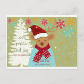 メリークリスマスキュートヴィンテージパインツリースノーレインド ポストカード (正面)