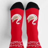 メリークリスマスキュート伝統的フォークアート白鳥レッド ソックス (上部)