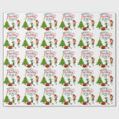 メリークリスマスキュート小人&ツリーDIY ラッピングペーパー (フラット)