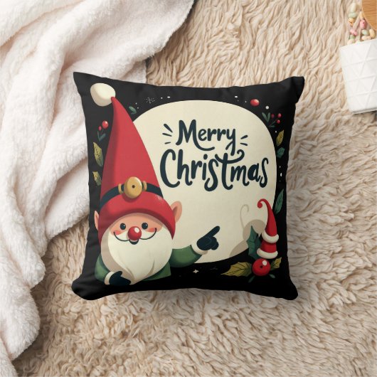 メリークリスマスキュート小妖精や小人 クッション (ブランケット)