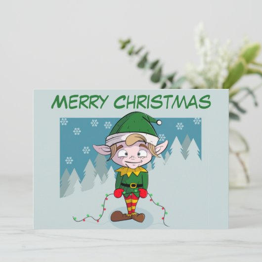 メリークリスマスキュート小妖精や小人 シーズンカード (スタンド正面)