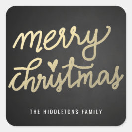 メリークリスマスキュート手書きスクリプトシャルボード スクエアシール