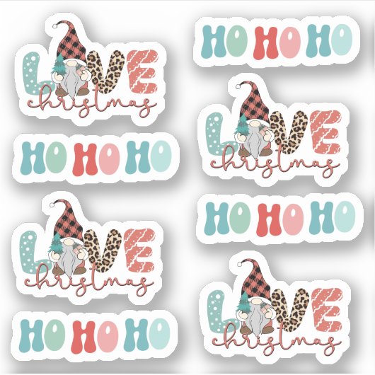 メリークリスマスキュート格言ヒョウ柄ブルーレッド シール (正面)