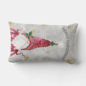 メリークリスマスキュート格言ホリースノーフレークnスター ランバークッション (裏面)