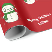 メリークリスマスキュート雪だるまパターンヴィンテージ ラッピングペーパー (ロールコーナー)