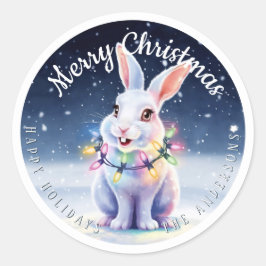 メリークリスマスキュート雪バニーカスタム ラウンドシール