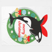 メリークリスマスキラーのクジラの毛布 フリースブランケット (正面(横))