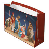 メリークリスマスキリストの誕生大きなギフトバ ラージペーパーバッグ (裏面アングル)