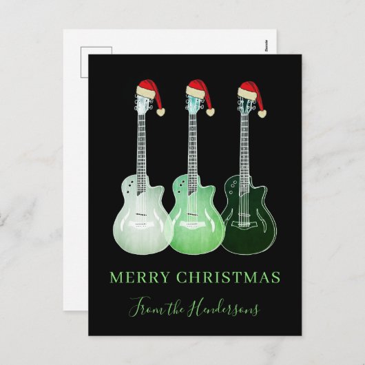 メリークリスマスギタパーソナライズされたー シーズンポストカード (正面/裏面)