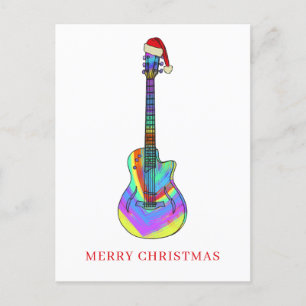 メリークリスマスギターカラフル シーズンポストカード