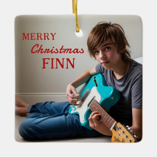 メリークリスマスギターファンオーナメント セラミックオーナメント (正面)