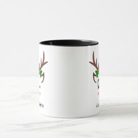 メリークリスマスギフトかわいい鹿の顔ブラックコーヒー マグカップ (中央)