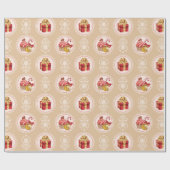 メリークリスマスギフトオーナメントカップケーキキャンディーケーン ラッピングペーパー (フラット)