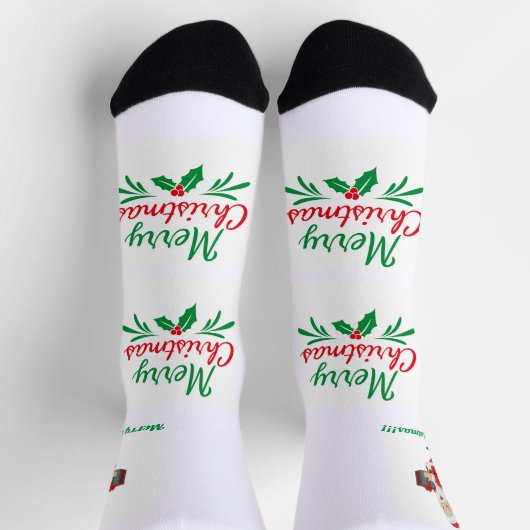 メリークリスマスギフトサンタ地球に優しプレミアム ソックス (上部)