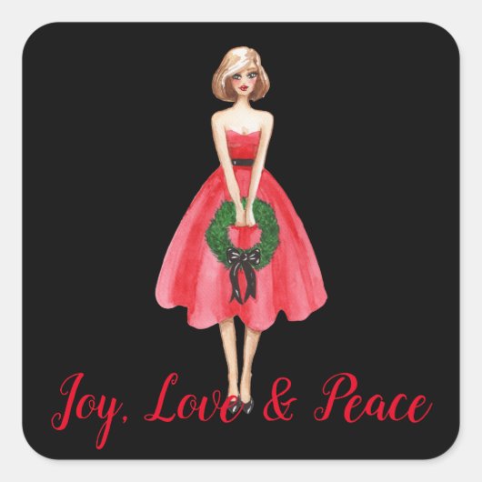 メリークリスマスギフトステッカー スクエアシール (正面)