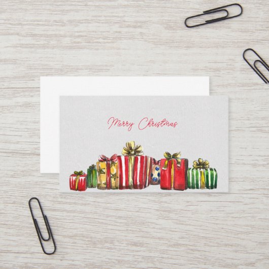 メリークリスマスギフトボックスビジネスカード 名刺 (正面/裏面インサイチュ)