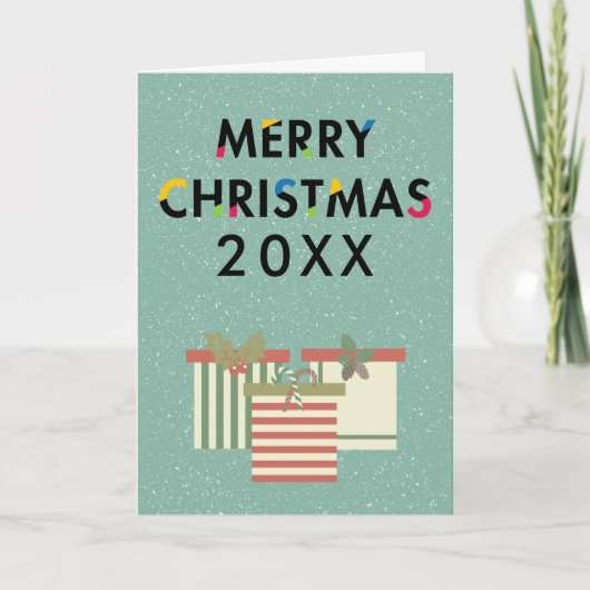 メリークリスマスギフトボックスホリデーリース シーズンカード (正面)