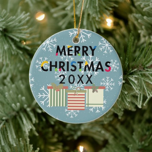 メリークリスマスギフトボックスホリデーリース セラミックオーナメント (ツリー)