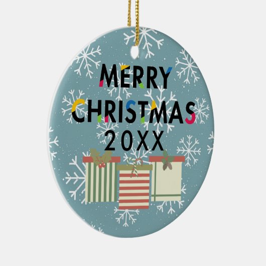メリークリスマスギフトボックスホリデーリース セラミックオーナメント (右)