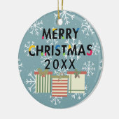 メリークリスマスギフトボックスホリデーリース セラミックオーナメント (左)