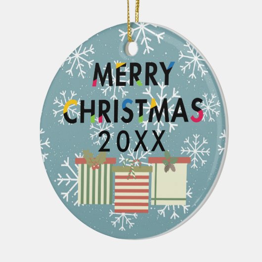 メリークリスマスギフトボックスホリデーリース セラミックオーナメント (左)