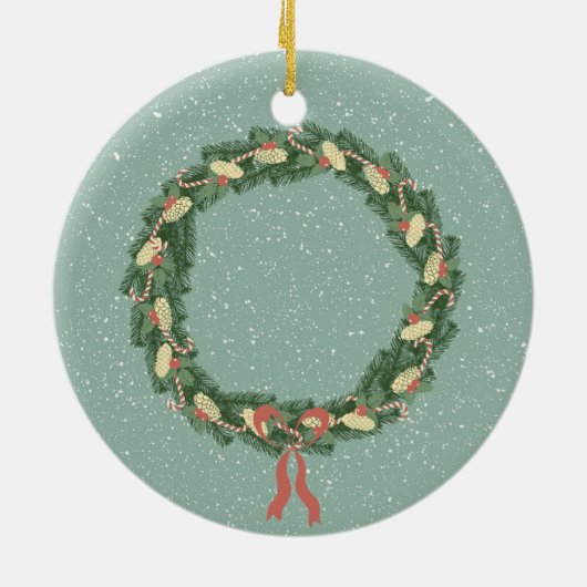 メリークリスマスギフトボックスホリデーリース セラミックオーナメント (裏面)