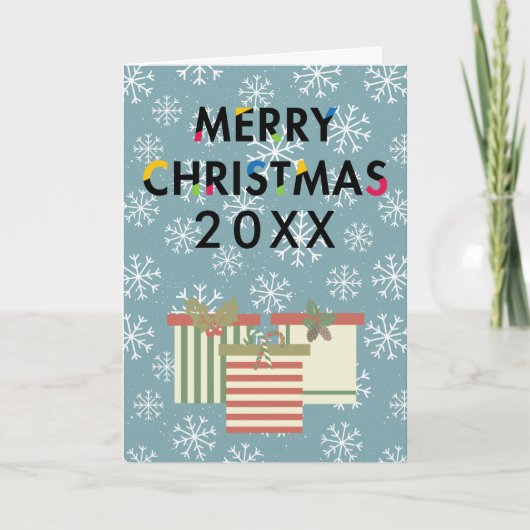 メリークリスマスギフトボックス雪の結晶 シーズンカード (正面)