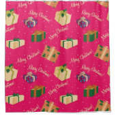 メリークリスマスギフトボックス シャワーカーテン (正面)