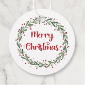 メリークリスマスギフトラベルウィズホリデーリース フェイバータグ (正面)