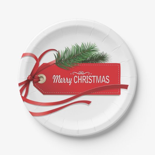 メリークリスマスギフトラベルパーティー ペーパープレート (正面)