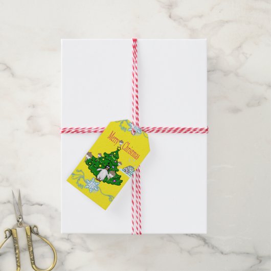 メリークリスマスギフトラベルペンギン ギフトタグ (より糸付き)