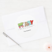 メリークリスマスギフトラベルホリデータイポグラフィ ラウンドシール (封筒)