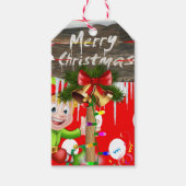 メリークリスマスギフトラベル小妖精や小人 ギフトタグ (正面)