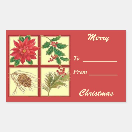 メリークリスマスギフトラベル長方形ステッカー 長方形シール (正面)