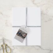 メリークリスマスギフト写真コテージグレー金ゴールド雪 ギフトタグ (より糸付き)