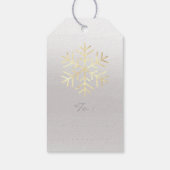 メリークリスマスギフト写真コテージグレー金ゴールド雪 ギフトタグ (裏面)