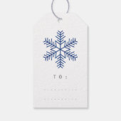 メリークリスマスギフト写真ブルー金ゴールド雪 ギフトタグ (裏面)