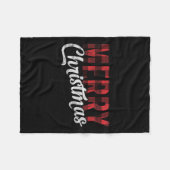 メリークリスマスギフト家族クリスマス赤バッファロープレイド フリースブランケット (正面(横))