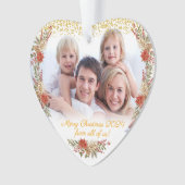 メリークリスマスギフト家族写真ハートオーナメント オーナメント (正面)