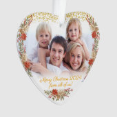 メリークリスマスギフト家族写真ハートオーナメント オーナメント (正面)